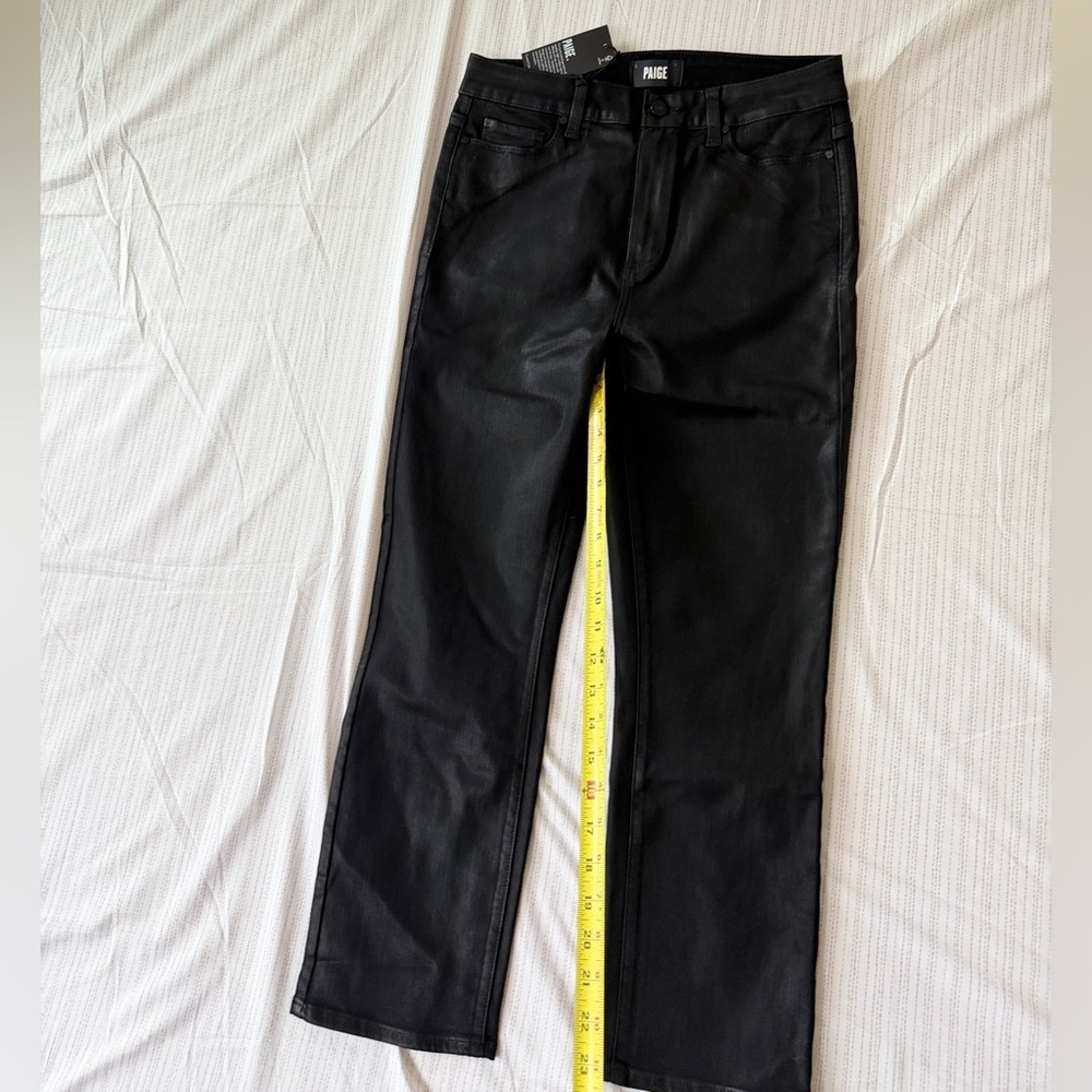 PAIGE Cindy Jeans High Rise Transcend Black Fog Luxe Coating Sz 30 Goth Core - Picture 8 of 16